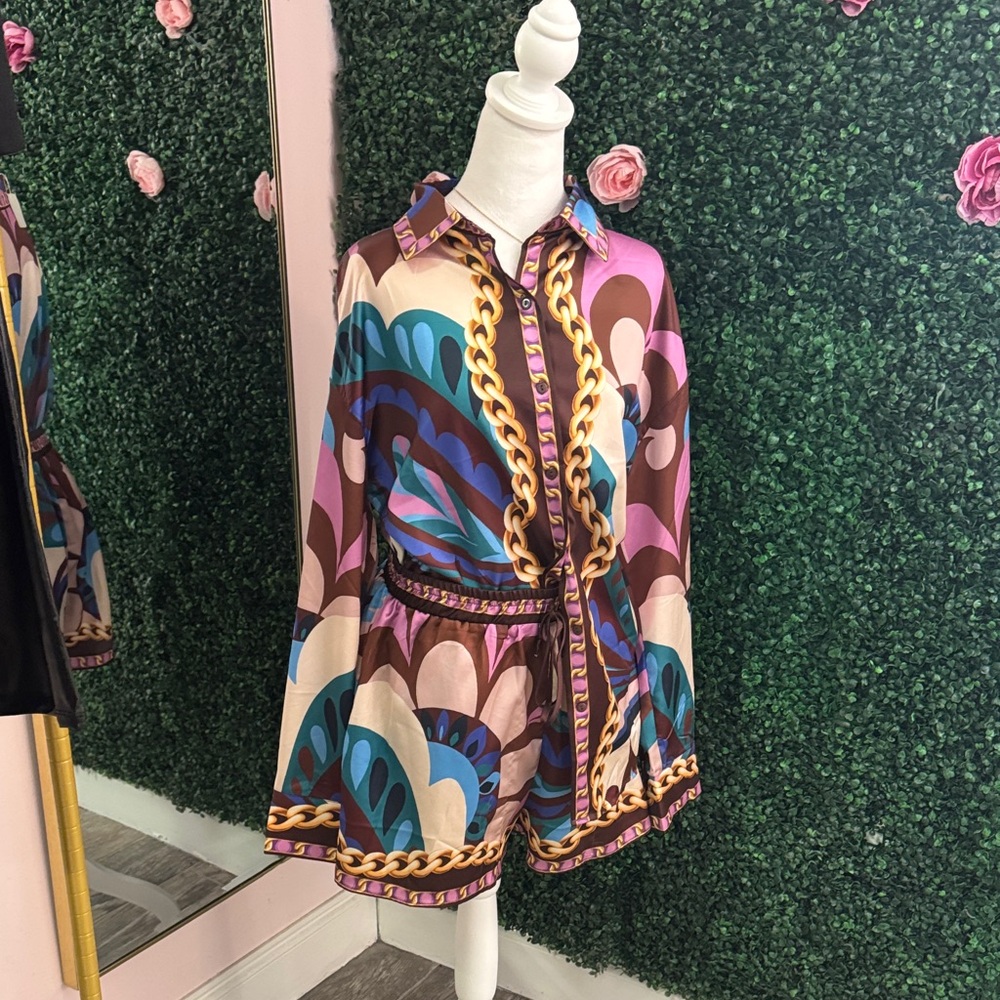 Colorful Patterned Women's Romper